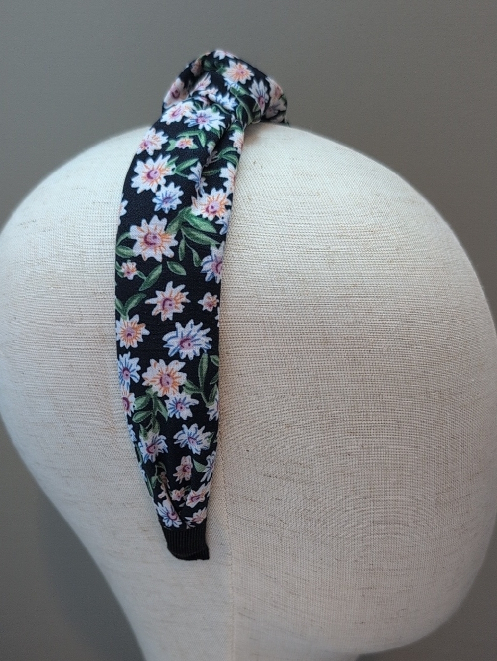 Floral Knot Headband - Navy Blue And Pink